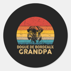 Adesivo Redondo Retro Dogue De Bordeaux Grandpa Pai Pais Da
