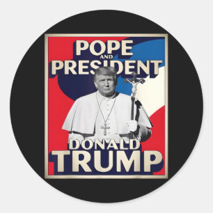 Adesivo Redondo Retro Donald Trump Presidente E Vat Católico