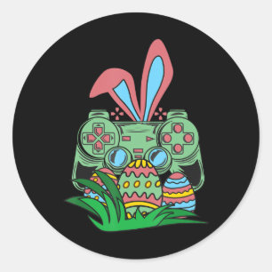 Adesivo Redondo Retro Easter Video Game Easter Gaming Graphics Hap