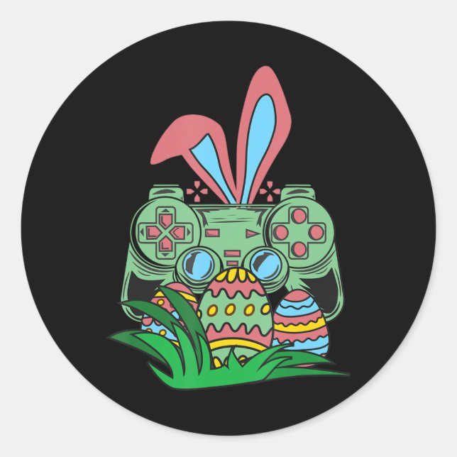 Adesivo Redondo Retro Easter Video Game Easter Gaming Graphics Hap (Frente)