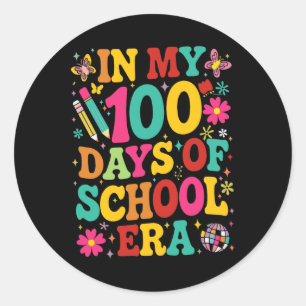 Adesivo Redondo Retro Em Meus 100 Dias Da Era Da Escola 100º Dia D