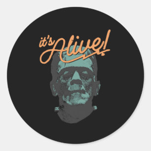 Adesivo Redondo Retro Engraçado É Vivo Frankenstein Monster Spooky