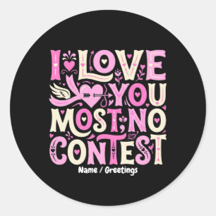 Adesivo Redondo Retro Eu Te Amo Mais Sem Contestação Rosa Creme