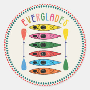 Adesivo Redondo Retro Everglades Kayaking