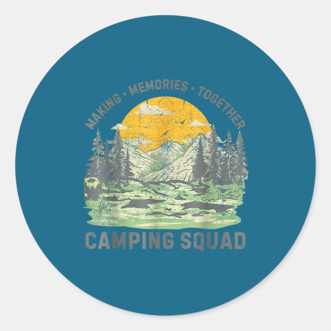 Adesivo Redondo Retro Family Camng Crew Est 2025 Camper Camp Camng (Frente)
