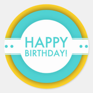 Adesivo Redondo retro feliz aniversário