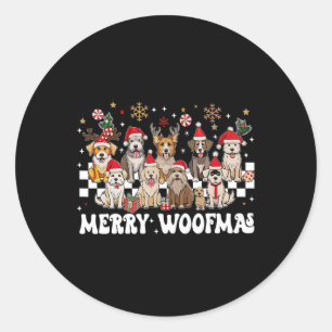 Adesivo Redondo Retrô Feliz Natal Para O Cão Woofmas Reindeer Chr