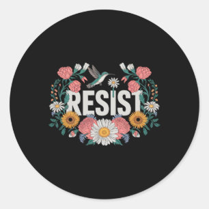 Adesivo Redondo Retrô Feminista Contra Resistência Floral
