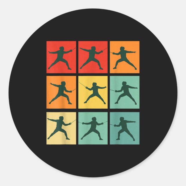 Adesivo Redondo Retro Fencing For Christmas Srty Fencer Athlete  (Frente)