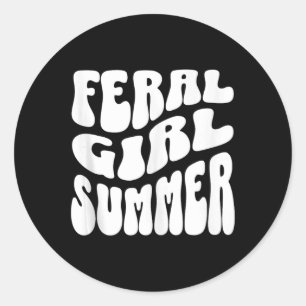 Adesivo Redondo Retro Feral Girl Summer Groovy Mãe Tia Mulheres Ad