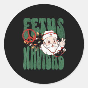 Adesivo Redondo Retro Feto Natal Papai Noel Natal Obstetra Ginecol