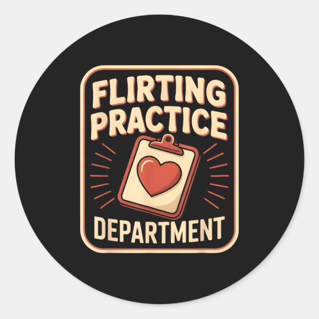 Adesivo Redondo Retro Flirting Practice Department Funny Valentine (Frente)