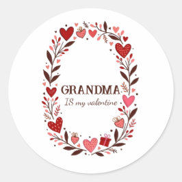 Adesivo Redondo Retro Floral Heart Valentine Custom Grandma Mom