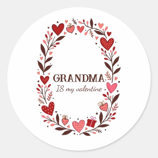 Adesivo Redondo Retro Floral Heart Valentine Custom Grandma Mom (Frente)