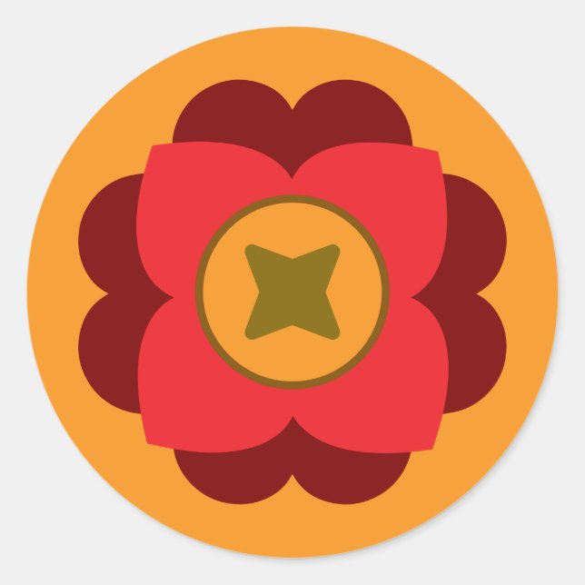 Adesivo Redondo retro flower (Frente)