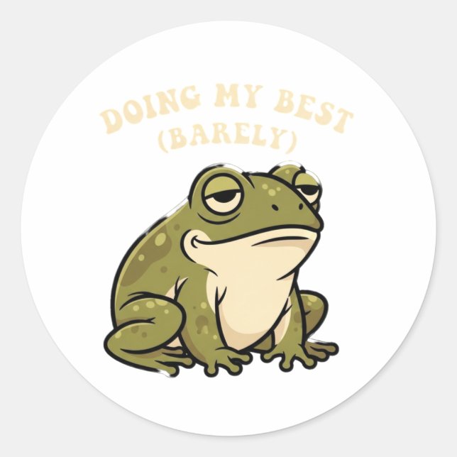 Adesivo Redondo Retro Frog Doing My Best Vinyl Sticker (Frente)