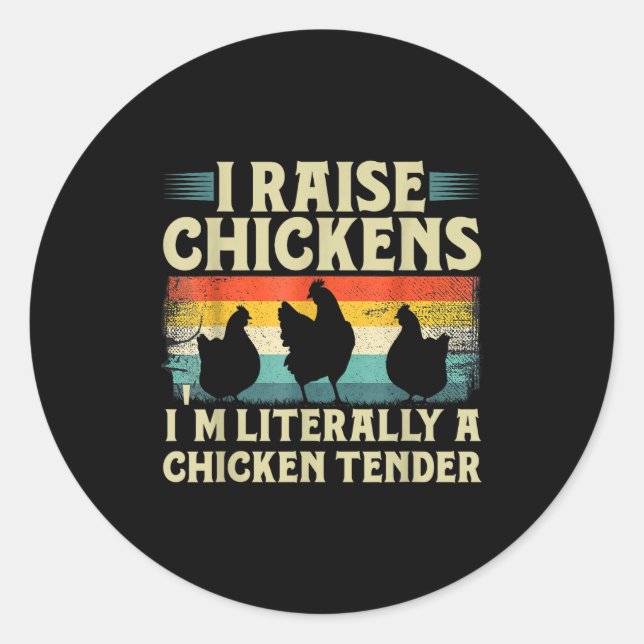 Adesivo Redondo Retro Funny Chicken Lover Gift – I Raise Chickens  (Frente)