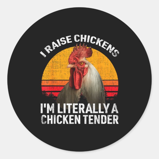 Adesivo Redondo Retro Funny Chicken Lover Gift – I Raise Chickens  (Frente)
