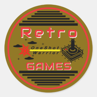 Adesivo Redondo Retro Games Gold