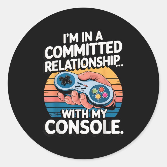 Adesivo Redondo Retro Gaming Relationship Funny Gamer Console Love (Frente)