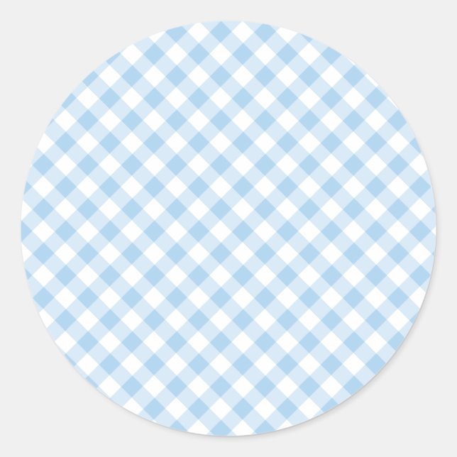 Adesivo Redondo Retro Gingham Baby Blue (Frente)