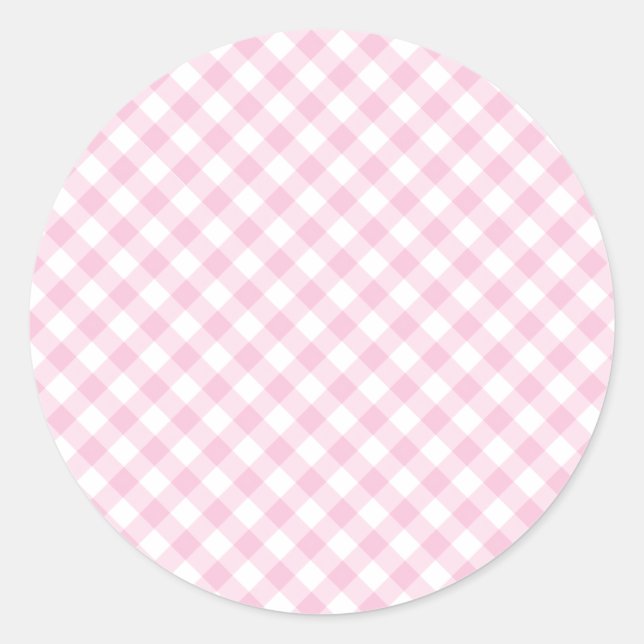 Adesivo Redondo Retro Gingham Light Pink (Frente)