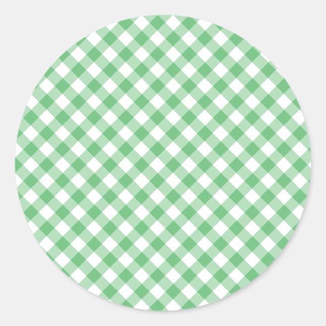Adesivo Redondo Retro Gingham Summer Green (Frente)