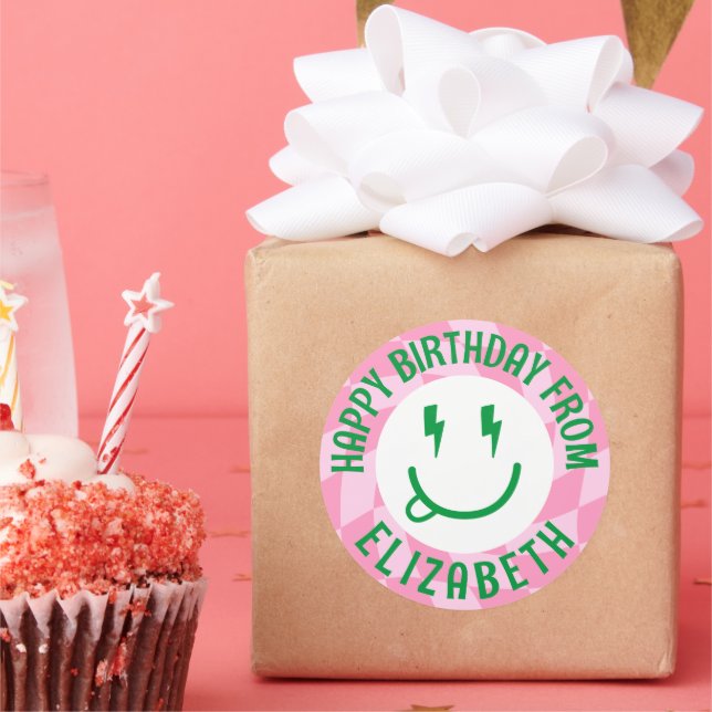 Adesivo Redondo Retro Girls Happy Face Birthday Gift Stickers (Festa)