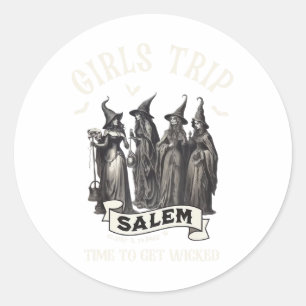 Adesivo Redondo Retro Girls Trip Salem 1692 Perderam Uma Bruxa