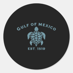 Adesivo Redondo Retro Golfo Do México Est 1519 Turtle Beach Golfo