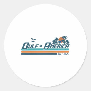 Adesivo Redondo Retro Golfo Dos Eua América 2025 Bandeira American
