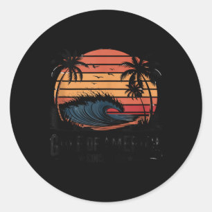 Adesivo Redondo Retro Golfo Dos Eua América 2025 Bandeira American
