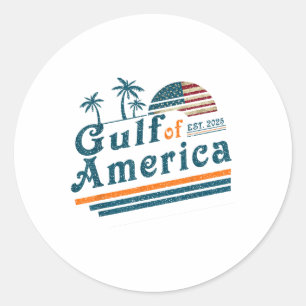 Adesivo Redondo Retro Golfo Dos Eua América 2025 Bandeira American