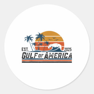 Adesivo Redondo Retro Golfo Dos Eua América Oriental 2025 Praia Ve