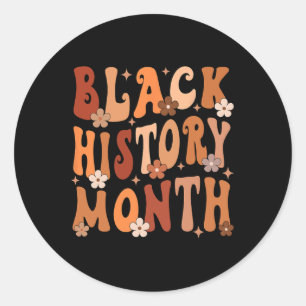 Adesivo Redondo Retro Groovy Black History Mês Afro-Americano