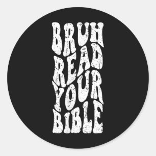 Adesivo Redondo Retro Groovy Faith Bruh Leia Sua Bíblia Cristã