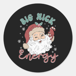 Adesivo Redondo Retro Groovy Grande Nick Papai noel Energy Fun Nat