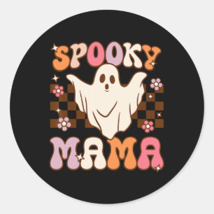 Adesivo Redondo Retro Groovy Halloween Ghost Spooky Mama Costume