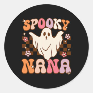 Adesivo Redondo Retro Groovy Halloween Ghost Spooky Nana Costume
