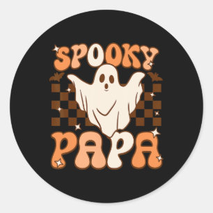 Adesivo Redondo Retro Groovy Halloween Ghost Spooky Papa Costume