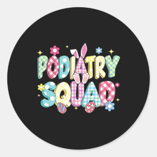 Adesivo Redondo Retro Groovy Podiatry Squad Bunny Ear Páscoa Engra
