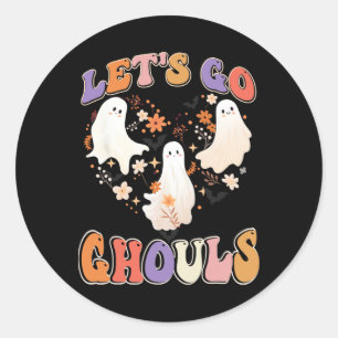 Adesivo Redondo Retro Groovy Vamos Go Ghouls Diversão Casais de Ha
