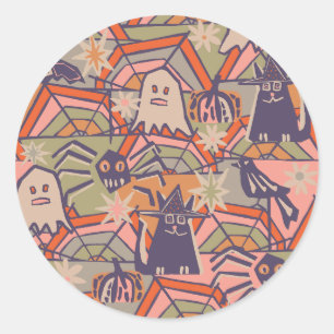 Adesivo Redondo Retro Halloween