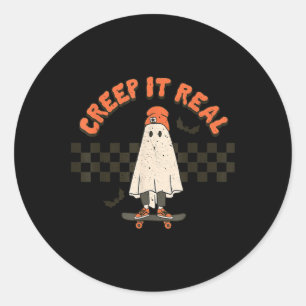 Adesivo Redondo Retro Halloween Cheira a Ghost Boy Fall Seaso