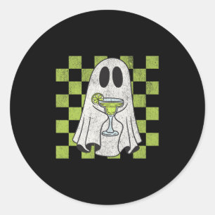 Adesivo Redondo Retro Halloween Ghost Bebendo Margarita Soky Seas