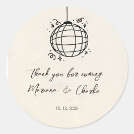 Adesivo Redondo Retro Hand Drawn Disco Ball Illustration