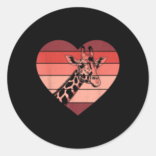 Adesivo Redondo Retro Heart Giraffe Vintage Namorados Womens Mens