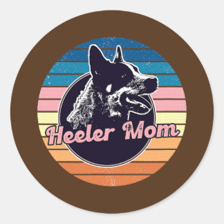 Adesivo Redondo Retro Heeler Mãe Cão de Gado Australiano 60s 70s