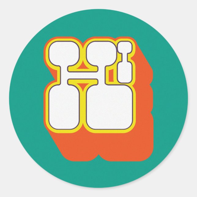 Adesivo Redondo Retro Hi Turquoise Orange (Frente)