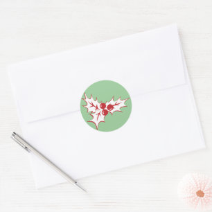 Adesivo Redondo Retro Holly Sai e Berries Vinhetas de Natal